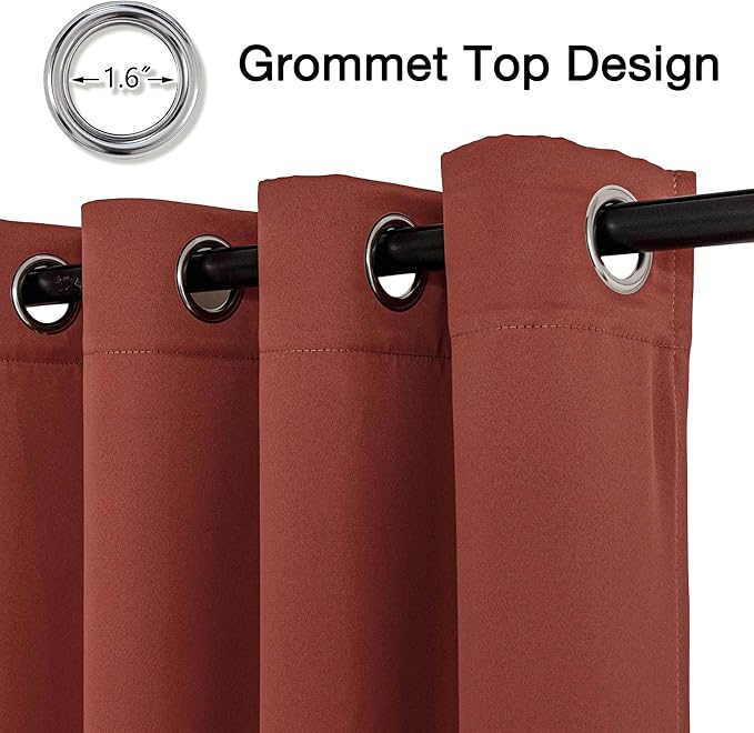 MYSKY HOME Brick Red Curtains for Bedroom Blackout Curtains for Living Room Sliding Door Curtain 95 Inch Long Thermal Insulated Grommet Room Darkening Window Drapes 1 Curtain Panel, 52 x 95 Inch - Image 5