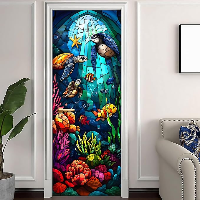 3D Door Stickers, Peel and Stick Vinyl Wallpaper, Self-Adhesive Mural Door Cover for Home Decor 30.3" W x 78.7" H - Image 2