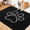OLANLY Dog Door Mat for Muddy Paws 40x32, Paw Print Design, Absorbs Moisture and Dirt, Absorbent Non-Slip Washable Doormat, Quick Dry Chenille Mud Mat for Dogs, Entry Indoor Entryway Carpet, Black by OLANLY
