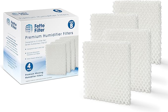 Fette Filter - Humidifier Wicking Filters. Compatible with Honeywell HAC700TV2 Filter B, 700, HAC-700V1, HAC700PDQV1, Honeywell Filter B - 4 Pack by Fette+Filter