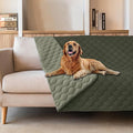 gogobunny 100% Double Sided Waterproof Dog Blanket Soft Pet Bed Cover Reversible Protect Furniture Couch Sofa Car for Puppy Large Dog Cat (Dark Olive/Light Olive, 68x82 Inch (Pack of 1)) by gogobunny