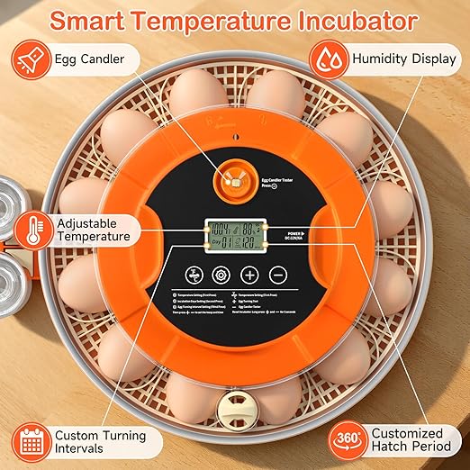 18 Egg Incubator for Chicken Eggs, Automatic Egg Turning and Humidity Control Incubator for Hatching Eggs Chicken Duck Quail Goose Peacock Turkey for Home Classroom Lab - Image 3