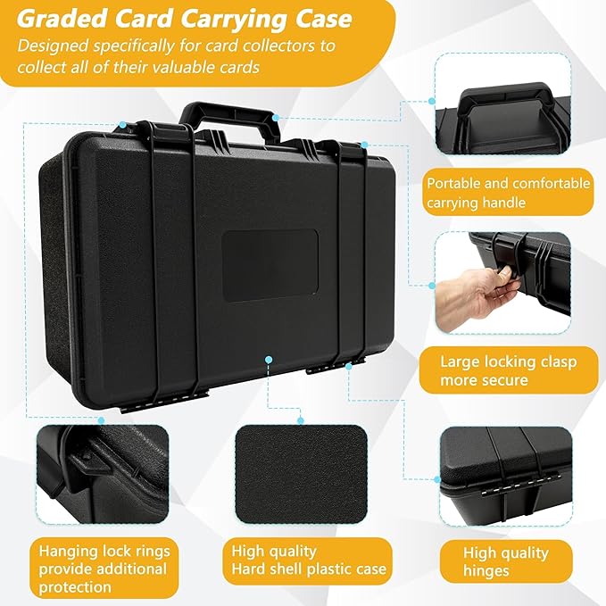 Graded Card Case - Storage Box for 120+ CSG, BGS, SGC, Top Loaders Graded Sports Trading Cards with 6 EVA Foam - Image 3