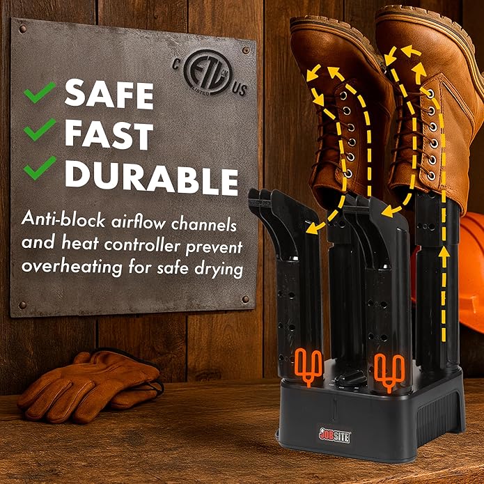 JobSite Boot Dryer - Mighty Dry with Heat Blower Fan - Fast Glove & Shoe Dryer - Helps Reduce Odor - Image 4