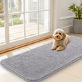 OLANLY Dog Door Mat for Muddy Paws 47x20, Absorbs Moisture and Dirt, Absorbent Non-Slip Washable Doormat, Quick Dry Chenille Mud Mat for Dogs, Entry Indoor Entryway Carpet for Inside Floor, Light Grey by OLANLY