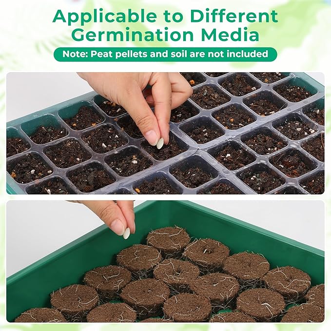 192 Cells Seed Starter Tray, 4 Packs Seed Starter Kit with Humidity Vented Domes and High Lid, Germination Kit for Indoor Greenhouse Seed Starter - Image 5