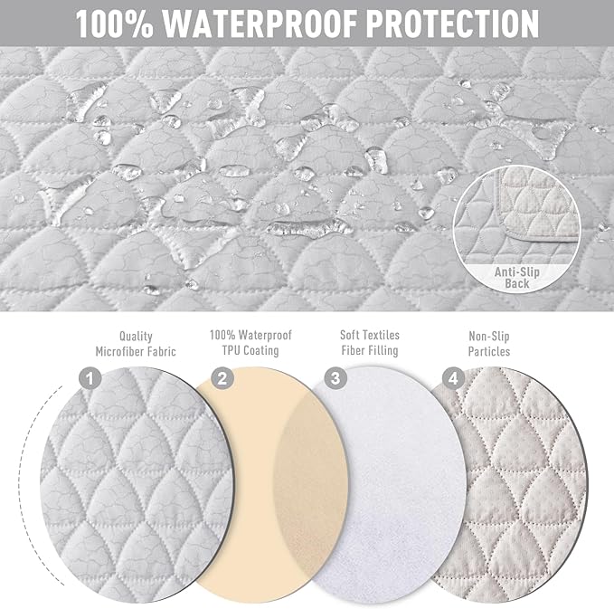 TAOCOCO 100% Waterproof Loveseat Recliner Couch Sofa Covers with Console,Double Reclining Couch Cover Non-Slip Sofa Slipcovers Washable,Furniture Protector Covers for Kids,Pets(2 Seater,Off White) - Image 4