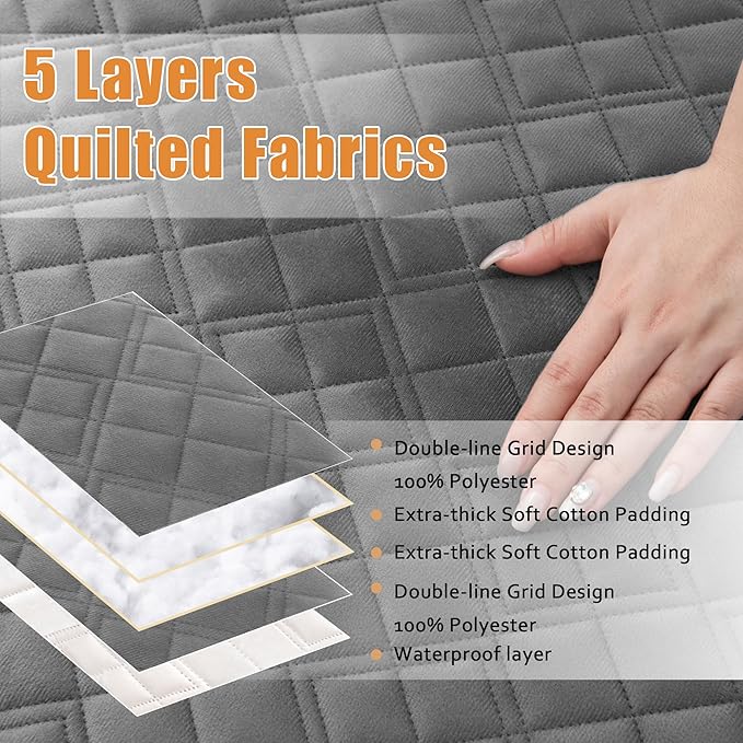 Arfntevss Waterproof Sectional Couch Covers L Shape Washable Velvet Sofa Cover for Sectional Non Slip Large Corner Slipcovers Dog 6 Pcs Universal U Shaped Furniture Protector (Dark Grey, Large) - Image 3