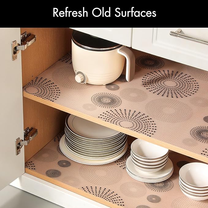 Cooyes Shelf and Drawer Liner for Kitchen Cabinets – Non-Adhesive, Waterproof, Non-Slip Cabinet Liners for Scratch Protection, Desk, Refrigerator, Shelves, Drawers with Modern Pattern - Image 5