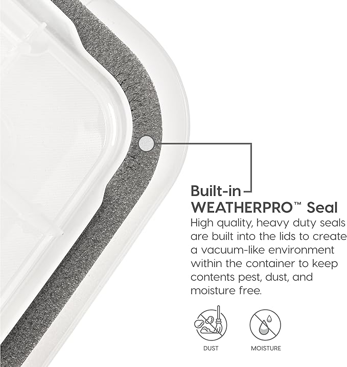 IRIS USA 32 Quart WEATHERPRO Plastic Storage Box with Durable Lid and Seal and Secure Latching Buckles, Clear with Black Buckles, 6 Pack - Image 2