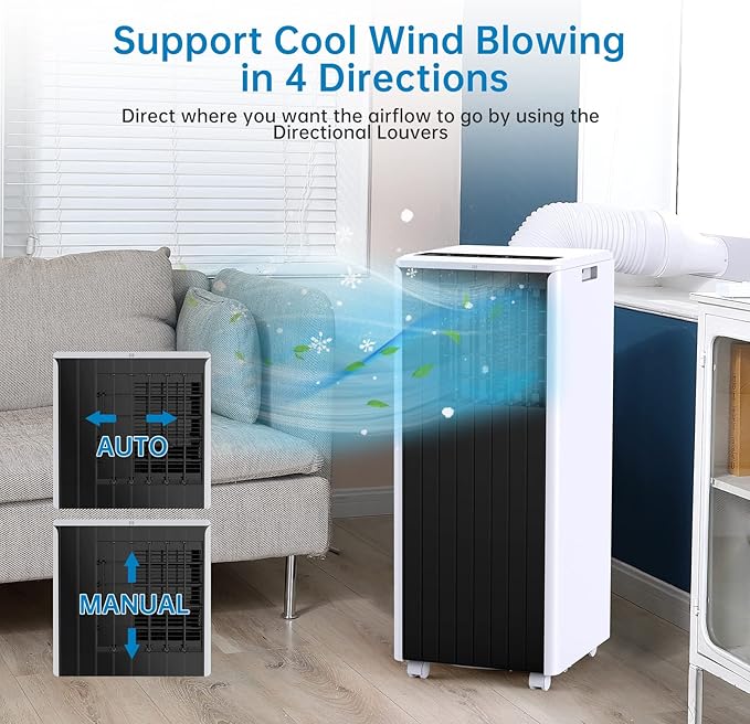 GarveeLife 8000 BTU Portable Air Conditioner - 3-in-1 AC with Dehumidifier & Cooling Fan - Fast Cooling, Remote, Window Kit - For Rooms Up to 350 Sq.Ft - Black and White, U.S. Regulations - Image 6