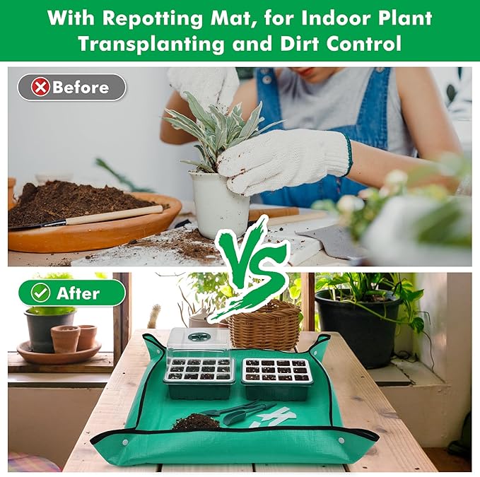 Reusable Seed Starter Tray with 72 Soft Silicone Cells, 6 Pack Seed Starter Kit with Repotting Mat, Humidity Dome and High Lid, Germination Trays for Indoor Greenhouse Seed Starter - Image 3