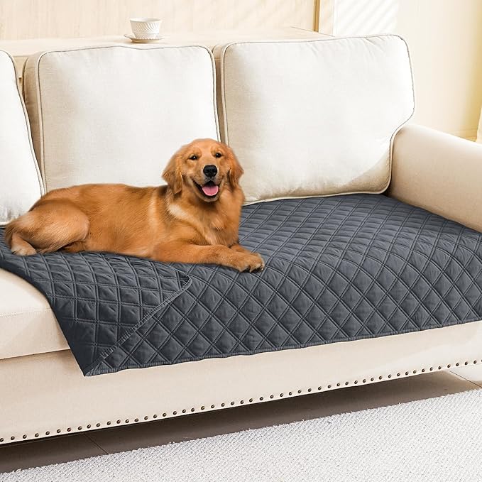 Smiry Waterproof Dog Bed Cover Pet Blanket, Soft Washable Dog Blanket for Furniture Bed Couch Sofa Reversible, Checkered (30"x70", Dark Grey/Dark Grey) by Smiry