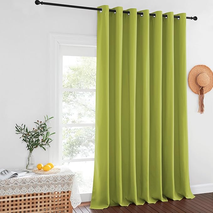 NICETOWN Blackout Curtains for Sliding Glass Door Room Divider Noise Reduce Curtain Panel Portable Window Screen Sliding Partition, W100 x L102 inches, 1 Panel, Fresh Green - Image 8