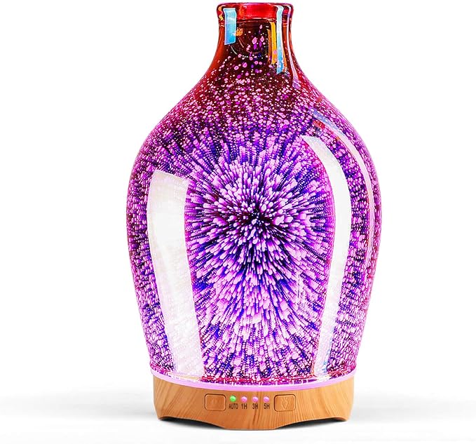 Porseme 280ml Essential Oil Diffuser 3D Glass Aromatherapy Ultrasonic Humidifier - Auto Shut-Off, Timer Setting, BPA Free for Home Hotel Yoga Leisure SPA Gift by Porseme