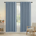 RYB HOME Smoky Blue 100% Blackout Linen Curtains 72 inch Long, Thermal Insulated & Privacy Assurd Drapes for Bedroom/Office/Nursery, Rod Pocket & Back Tab Window Treatment, W52 X L72, 2 Panels by RYBHOME