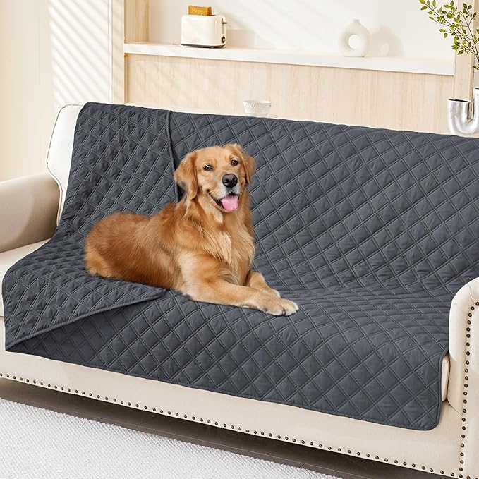 Smiry Waterproof Dog Bed Cover Pet Blanket, Soft Washable Dog Blanket for Furniture Bed Couch Sofa Reversible, Checkered (52"x82", Dark Grey/Dark Grey) by Smiry
