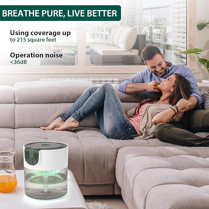 Water Air Purifiers for Home, Quiet Variable Speed Water Based Air Purifier with 7 Color Night Light, Air Washer Humidifier for Home, Bedroom, Office, Pet Odors - Image 7