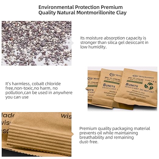 Kraft Clay Desiccants Packs for Safe, 264 Gram 2 Packs Dehumidifier for Gun Safe, Military Grade Moisture Absorbers, Conforms to MIL-D-3464E Type I & II Absorbents - Image 2