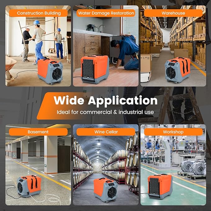 COSTWAY 180 PPD Crawl Space Dehumidifier with Pump, Drain Hose, Auto Defrost, 6,000 Sq. Ft Commercial Dehumidifier for Basement, Warehouse, Job Site, Water Damage Restoration, Orange - Image 8