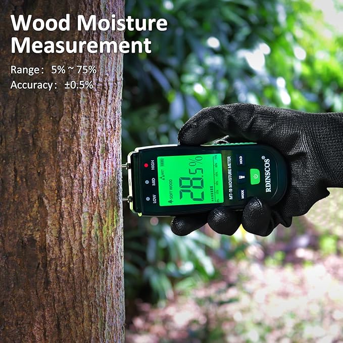 RDINSCOS Moisture Meter for Firewood Digital Wood Moisture Tester Firewood and Lumber Water Leak Detector for Wall,Lumber, building,Firewood,Humidity Tester - Image 2