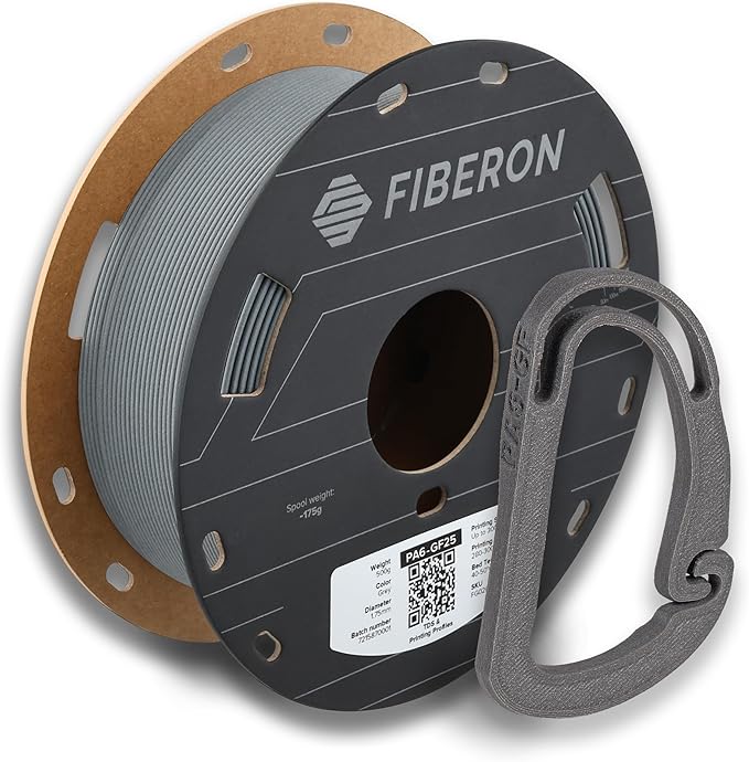 Polymaker Fiberon PA6-GF Glass Fiber Nylon Filament 1.75mm Grey 0.5kg, Fiberon PA6-GF Nylon Warp Free 1.75mm 3D Printing Filament by Polymaker