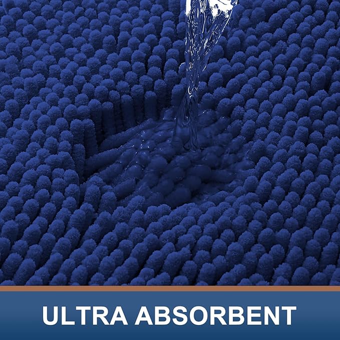 Smiry Luxury Chenille Bathroom Rugs 24x16, Extra Soft and Absorbent Shaggy Bath Mat, Machine Washable, Non-Slip Plush Carpet Runner for Tub, Shower, and Floor, Home Decor Accessories, Royal Blue - Image 4