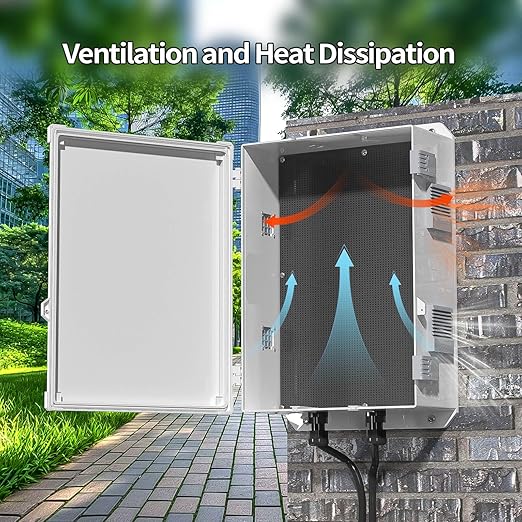 Outdoor Electrical Junction Box, ABS Water Resistant Enclosure with Internal Mounting Panel & Hinged Cover, 15.7" H* 11" L* 5.9" W - Image 4