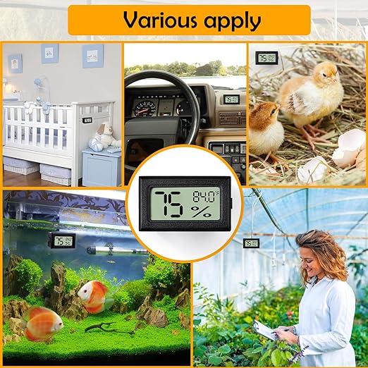 2 PCS Rectangle Reptile Thermometer and Humidity Gauge for Bearded Dragon Accessories, Reptile Tank Accessories for Jumping Spider, Leopard Gecko, Hermit Crab, Gecko, Ball Python, Lizard - Image 6
