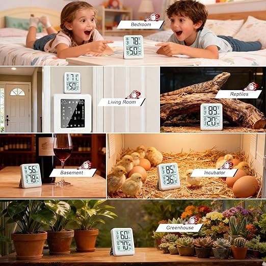 Antonki Room Thermometer, Digital Small Hygrometer Indoor Thermometer Humidity Gauge, Temperature Humidity Meter with Max/Min Record Monitor Sensor for Home, Plants - Battery Included - Image 5