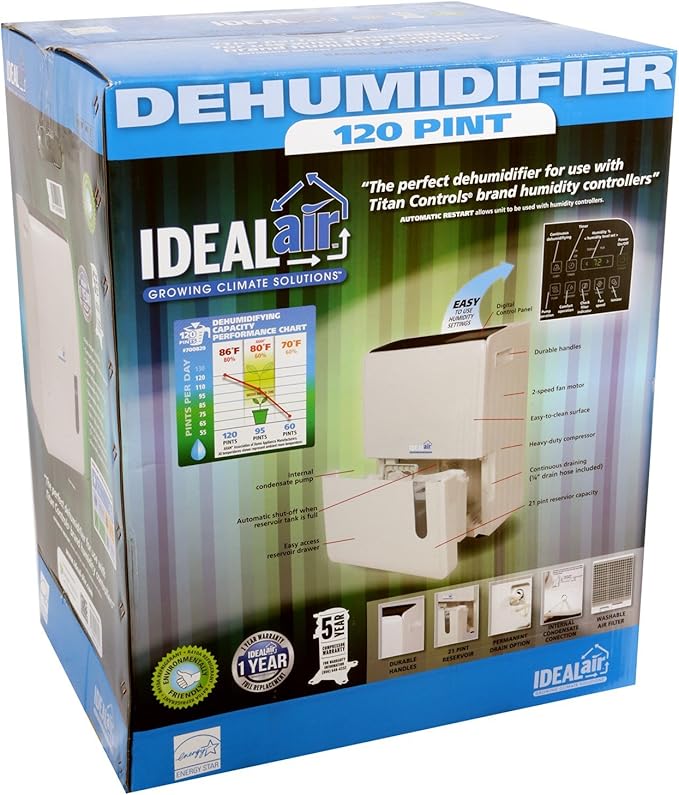 Ideal-Air Dehumidifier 60 Pint - Up to 120 Pints Per Day, White - Image 7