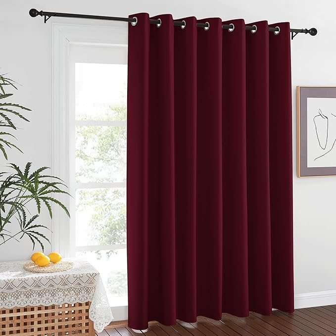 NICETOWN Blackout Room Divider Curtains 84 inch Length, Grommet Energy Saving Thermal Drapes Sound Reducing Window Treatments for Living Room/Bedroom, W100 x L84, 1 Panel, Wine Red by NICETOWN