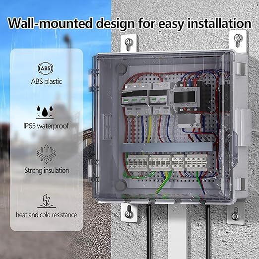 ABS Electrical Junction Box, Ventilated Design, Cable Grommets, IP65 Waterproof Enclosure, Indoor/Outdoor Use with Mounting Panel.. (Clear Cover, 13"x13"x5.1") - Image 2