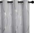 NICETOWN Kitchen Blackout Curtain Panels, Silver Grey, Set of 2, 42 by 48 Inch, Window Treatment Thermal Insulated Solid Grommet Blackout Wave Line Foil Print Design Curtains for Kitchen, Cafe, Loft by NICETOWN