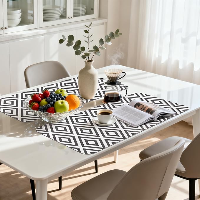 FIFTY FEET 18"x96" Non-Adhesive Shelf Liner for Kitchen Cabinets and Drawers, Washable Non-Slip PVC Cabinet Liner (Black Plaid)(8 Roll) - Image 7
