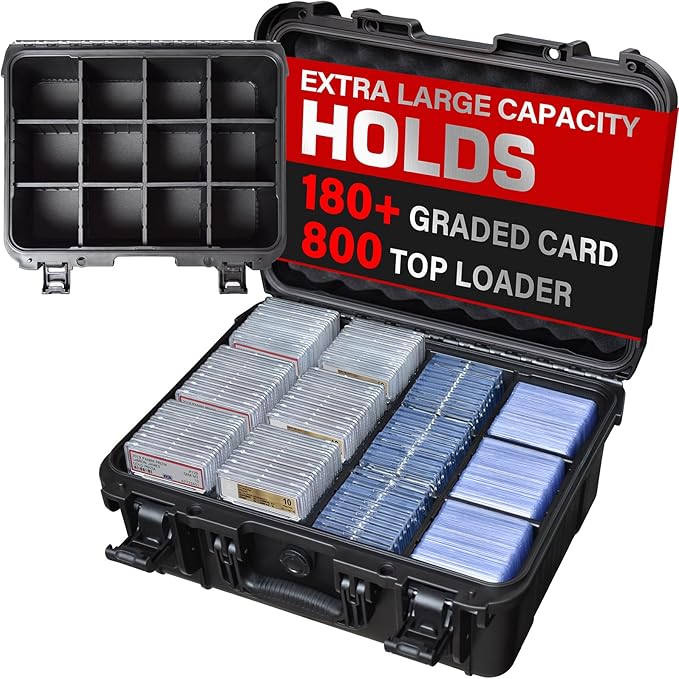 Graded Card Case Storage Box – Extra Large Trading Card Storage Box with 8 Adjustable Dividers – Baseball & Sports Card Storage Case – Fits PSA, BGS, SGC, Toploaders & Magnetic Holders by Unknown