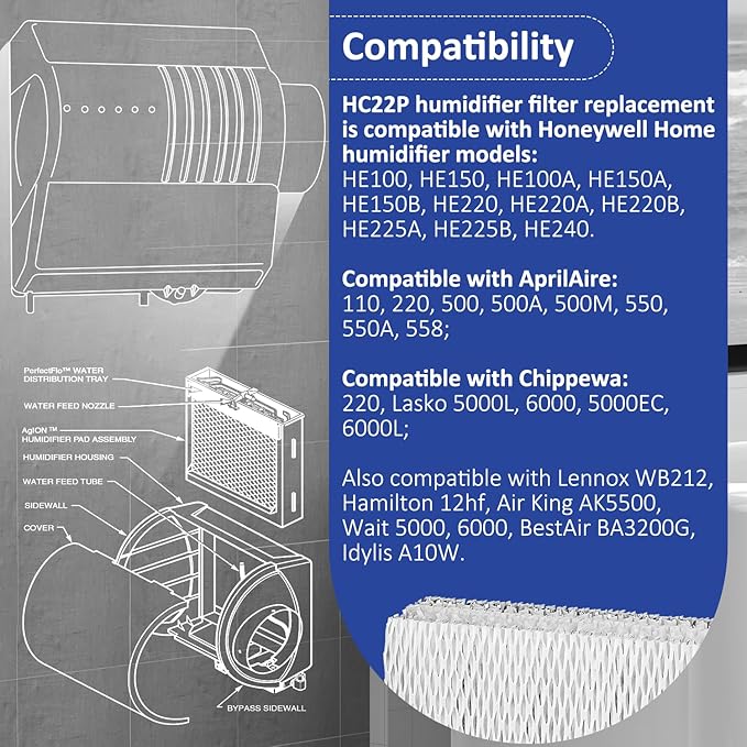 HASMX 9-1/2" x 10" x 1-1/2" Humidifier Water Pad Replacement Water Panel for Honeywell HE225A, HE225, HE225B Humidifier Wicking Filter Aluminum (1-Pack) - Image 2