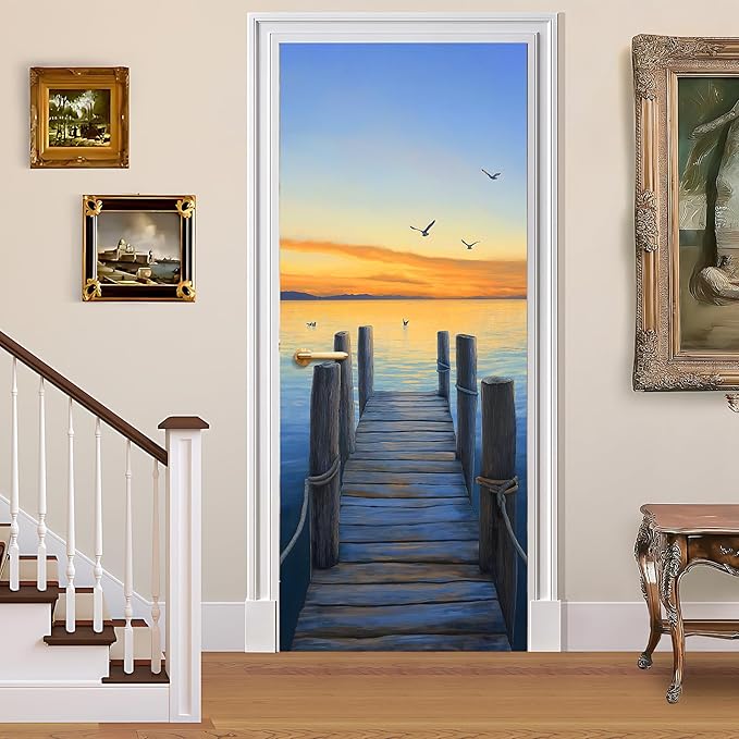 3D Door Stickers, Peel and Stick Vinyl Wallpaper, Self-Adhesive Mural Door Cover for Home Decor 30.3" W x 78.7" H by BVBOX