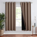 NICETOWN Living Room Completely Shaded Drapery, Privacy Protection & Noise Reducing Ring Top Drapes, Black Lined Insulated Window Treatment Curtain Panel (Cappuccino, 1 Piece, W52 x L72) by NICETOWN
