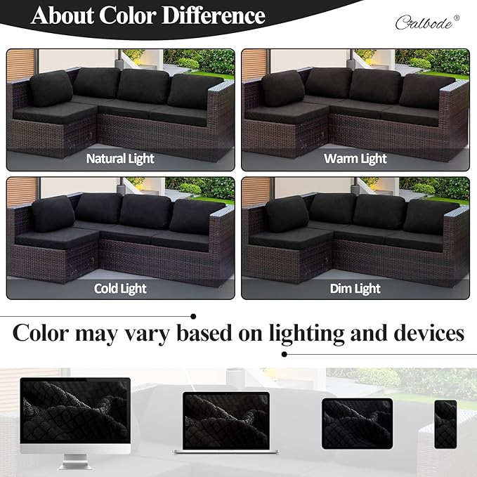 12Pcs Outdoor Stretch Cushion Covers,Waterproof Outdoor Chair Cushion Covers for Patio Furniture, Washable Jacquard Couch Covers Replacement for Patio Furniture(Black, Cover Only) - Image 5