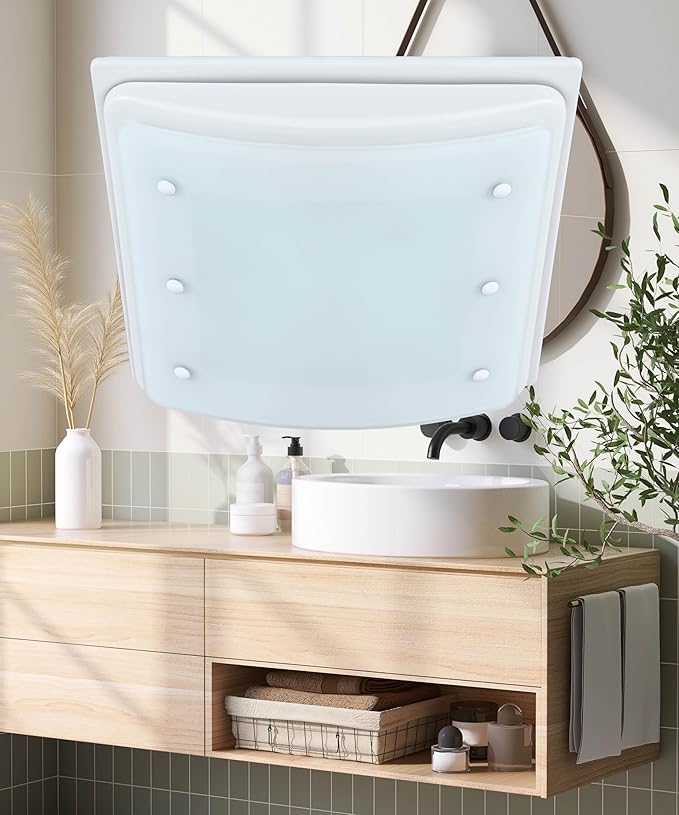 Good Housekeeping (90069) Buckingham 100 CFM 2.0 Sones Decorative Bathroom Ventilation Exhaust Fan with Light & Night-Light in Matte White - Image 2