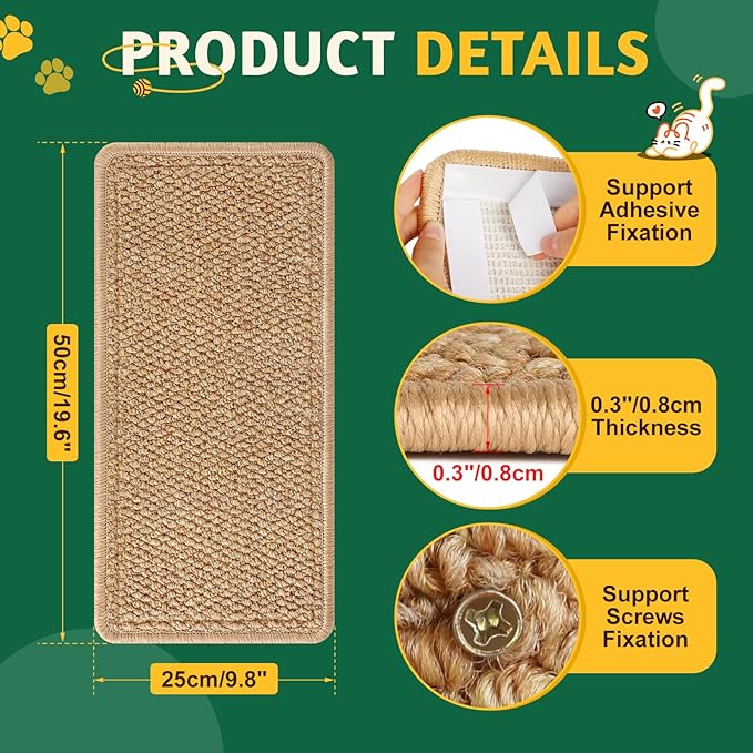 ENONCI​ Corner Cat Scratcher Wall Mounted for Indoor Cats, Cat Scratcher Pad for Door Frame, 19.6X9.8 Inch Anti Cat Scratch Door Furniture Protector for Couches and Walls​ - Image 7