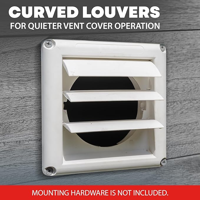 Deflecto Fresh Air Intake Vent Hood with Fixed Louvers for General Venting - Louvered Vent Cover, Weather-Resistant Plastic for Maximum Durability | 4 Inch - White (HSM4W/24) - Image 7