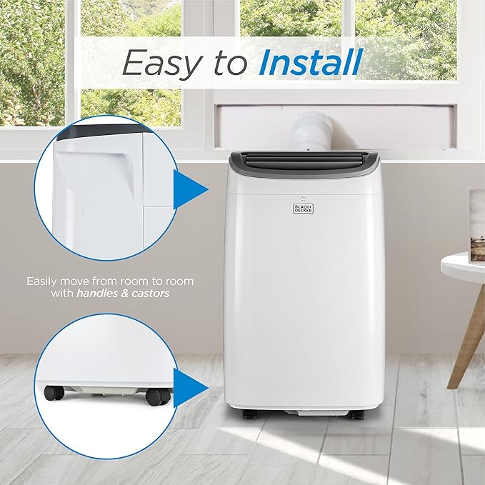BLACK+DECKER Portable Air Conditioner, 10,000 BTU (6,300 BTU SACC) for Rooms up to 450 Sq. Ft., Portable AC with Follow Me Remote Control and Window Kit, BPACT10WT, White - Image 7