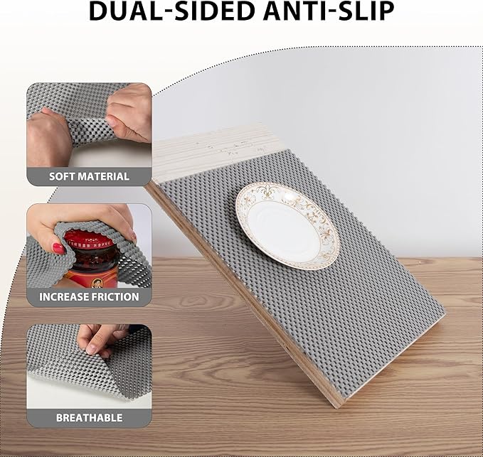Shelf Liners for Cabinets-Drawer Liner Cabinet Liners for Shelves Kitchen,Non-Adhesive,Non-Slip,Gray,12 x 180 inch - Image 3