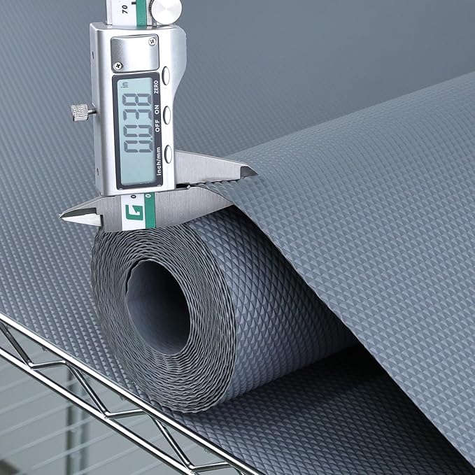 Hersvin Shelf Liners 16 in x 20 ft Thickened EVA Drawer Mats, Non-Adhesive Cupboard Pad, Kitchen Cabinet Lining Fridge Cushion (Gray Diamond, 40.7x610cm) by Hersvin