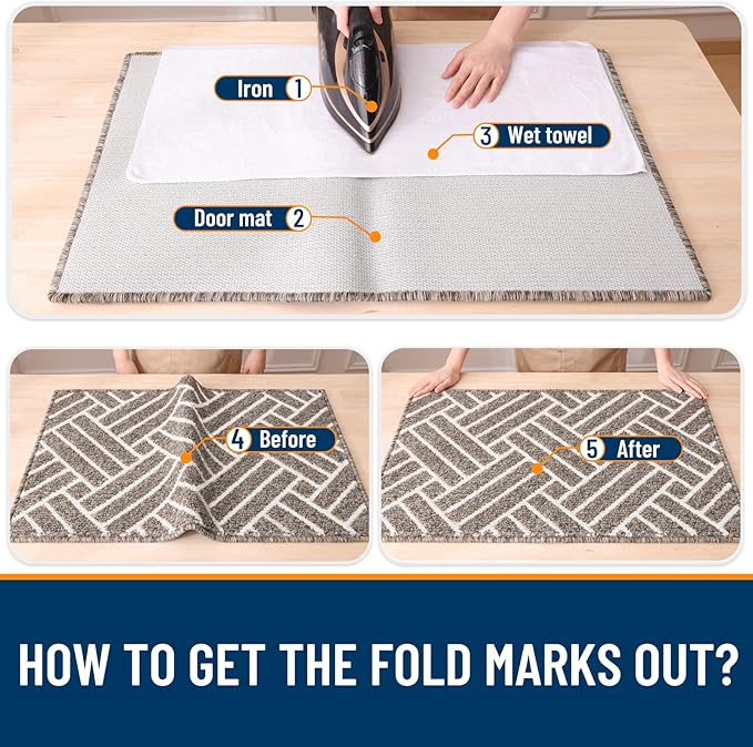 OLANLY Large Indoor Door Mat, 59x35 Inch, Dirt Resistant and Absorbent, Non-Slip Rubber Backing Floor Mats, Easy Clean Low-Profile Doormat for Entryway, Front Door, and Inside Entrance, Khaki - Image 8