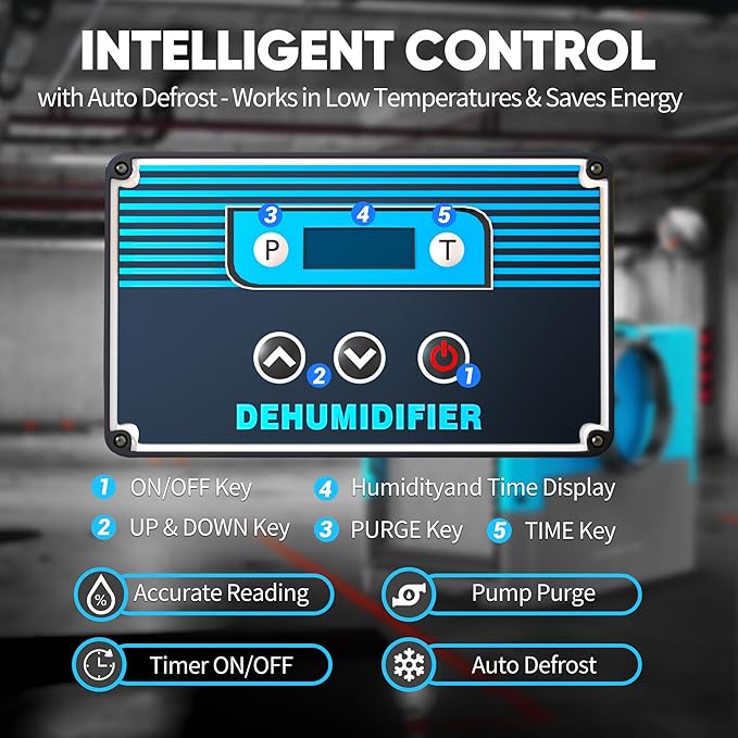 190Pints Commercial Dehumidifier for Basements with Pump Drain Hose, LGR Dehumidifiers with Wheels, Crawl Space Ddehumidifier for Basement, Warehouse and Garages Up to 6000 Sq.Ft, Blue-2026 Upgraded - Image 2