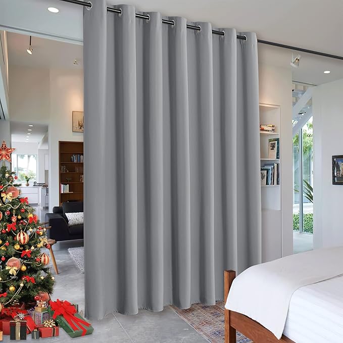 RYB HOME Blackout Curtains Soundproof Energy Saving Insulating Privacy Room Divider Curtains for Patio Sliding Glass Door Living Room Garage Home Theatre Large Window, W 150 x L 84 inches, Light Grey by RYBHOME