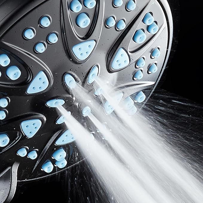 AquaDance Antimicrobial – Anti-Clog High-Pressure 6-Setting Head with Microban Nozzle Protection from Growth of Mold, Mildew & Bacteria for Stronger Shower 4", Aqua Blue Jets - Image 7